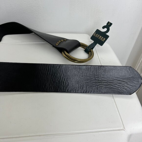 Lauren Ralph Lauren Womens Genuine Leather Black Double O Ring Belt S main image 7